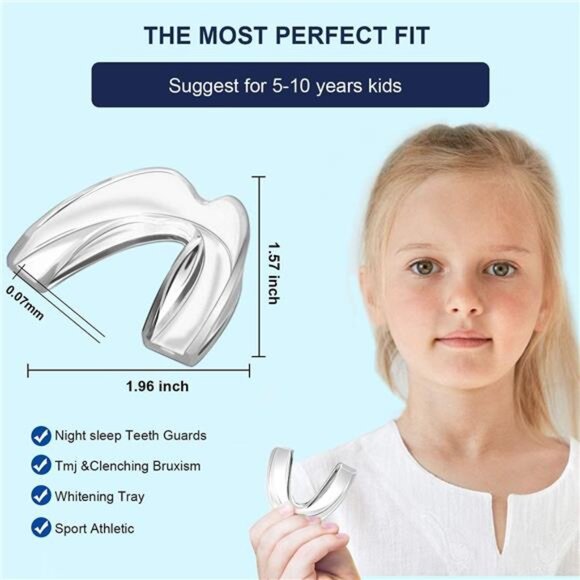 Kids Mouth Guard for Teeth Grinding, Pack of 4 Bite Guards + Dental Guard Case - Picture 2 of 6